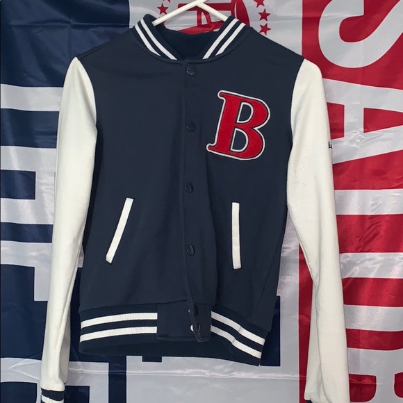 Love Tree Jackets Coats Blue And White Varsity Jacket Poshmark